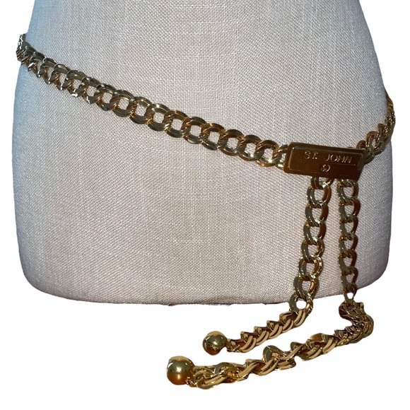 St John Vintage Gold Curb Chain Adjustable Logo Belt - Picture 5 of 15
